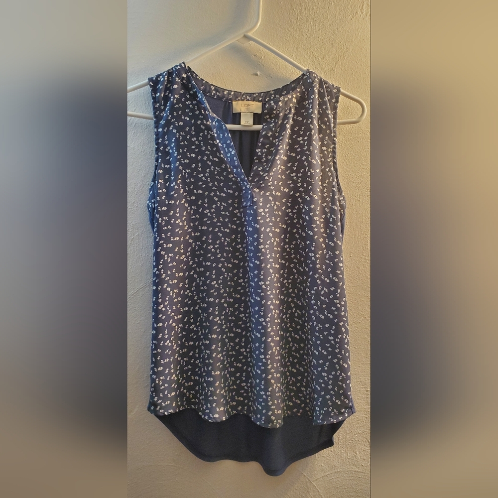 LOFT Midnight Blue Floral Blouse